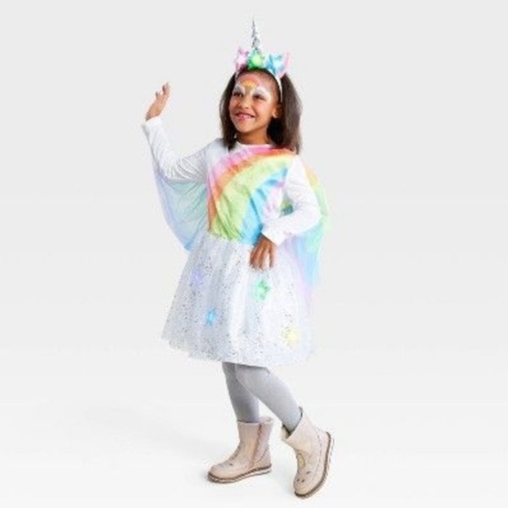 HYDE & EEK Light Up Twinkle Stars Unicorn Halloween Costume Dress with Headpiece